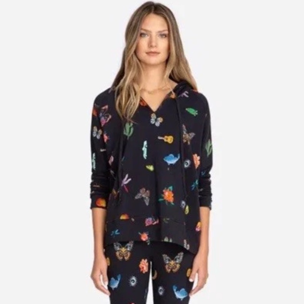 Johnny Was Black Butterfly Print Sweatshirt - Picture 2 of 5